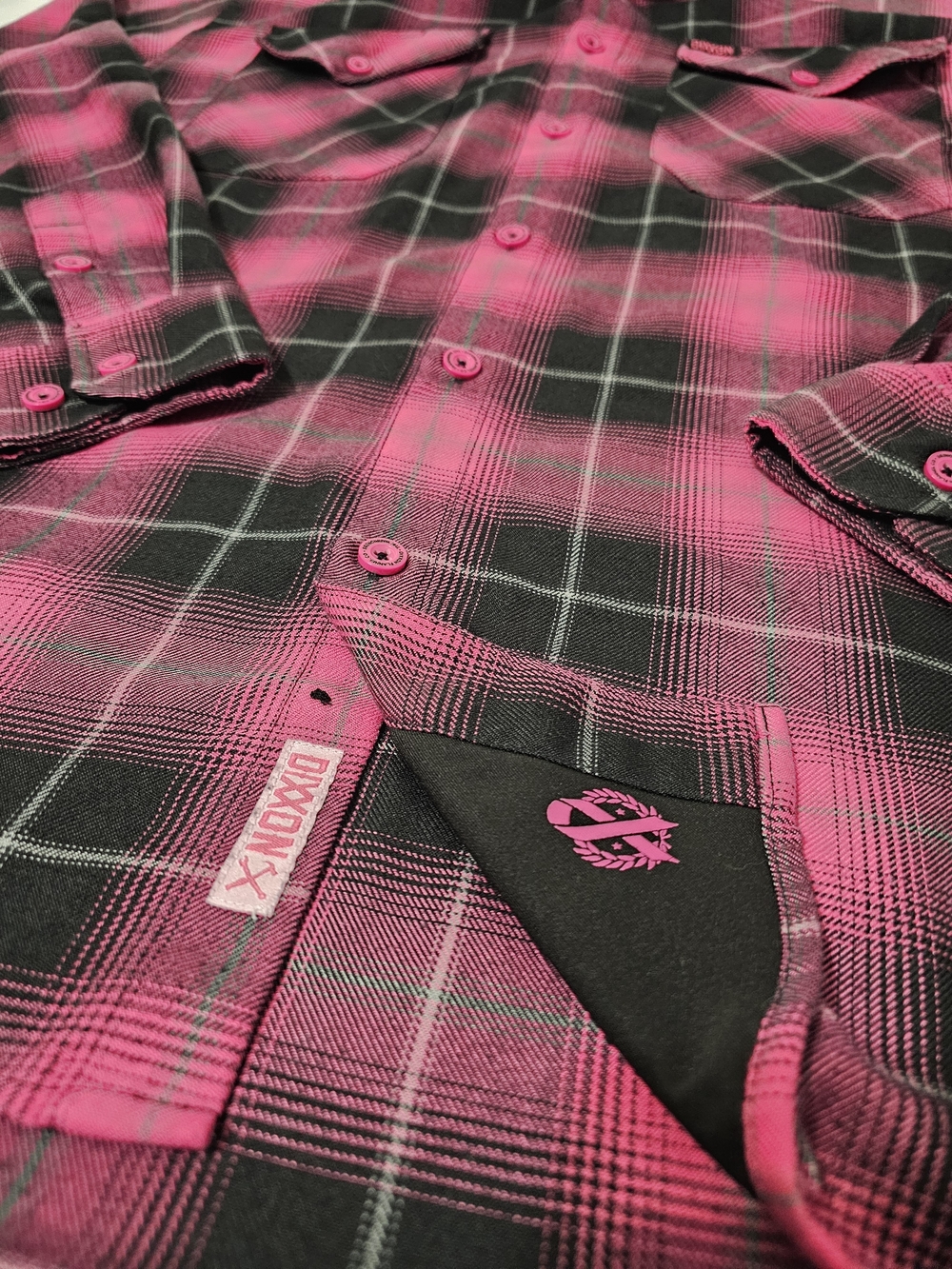 Dixxon Flannel Company The Warrioress Breast Cancer Awareness Plaid Shirt 2x - Picture 6 of 9